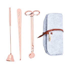 CRASPIRE Iron Candle Making Tools Set, with Wick Scissor, Wick Hook, Extinction Hood, with Felt Foldable Storage Bags