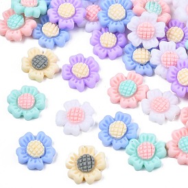 Opaque Resin Cabochons, Rubberized Style, Flower