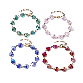 Faceted Heart Glass Link Bracelets for Women