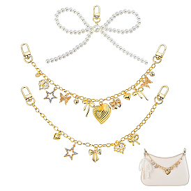 3 шт. 3 стили латунные цепочки-удлинители для сумок и акриловые подвесные украшения, разнообразные, с подвеской из эмалевого сплава и поворотными застежками из сплава