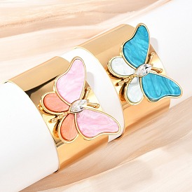 304 браслеты-манжеты из нержавеющей стали и акрила для женщин, бабочка, со стразами