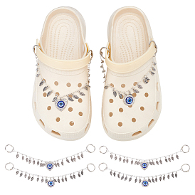 Цепочка для украшения обуви из сплава, смолы и горного хрусталя, кабельная цепь с откидными кольцами для переплета с вкладными листами, сердце и плоский круглый и лист