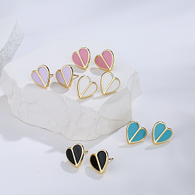 Simple Love Geometric Earrings in Copper 18K Gold - Unique Ear Accessories.