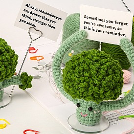 DIY Broccoli Display Decoration Crochet Kit, Including Manual Booklet, Wool Yarn, Needle, Fiber Filler, Support Wire, Random Color Crochet Hook & Stitch Marker