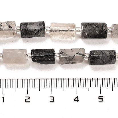 Натуральный черный Rutilated кварцевые нити бисера, с бисером, граненые колонки