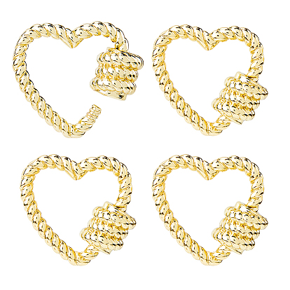 4шт. латунные винтовые карабины-замки-брелки, для изготовления ожерелий, быстрые ссылки, сердце
