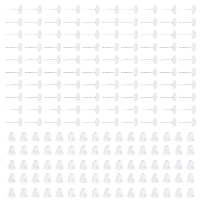 500 шт 304 детали серьги-гвоздики из нержавеющей стали, серьги с плоской подкладкой, с 500 пластиковыми ушными гайками