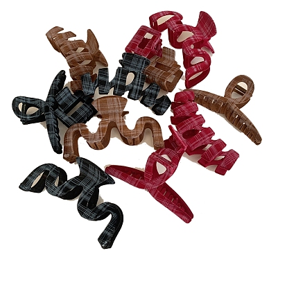 Корейский клетчатый бархатный зажим, заколки-когти для волос с флокированием, заколка для волос, украшение для волос