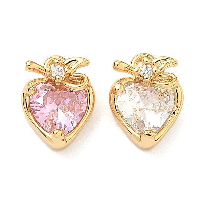 Латунные микро проложить кубического циркония подвески, клубника прелести, без никеля , реальный 18 k позолоченный