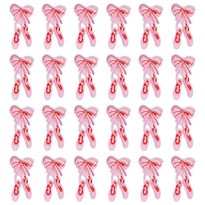 24 шт. бант с танцевальными туфлями из полиэстера с вышивкой, пришитые нашивки из ткани, швейные украшения