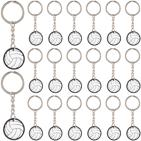 20шт. спортивные подвесные брелоки из ПВХ, с кольцом для ключей из сплава, белые