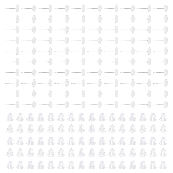 500 шт 304 детали серьги-гвоздики из нержавеющей стали, серьги с плоской подкладкой, с 500 пластиковыми ушными гайками