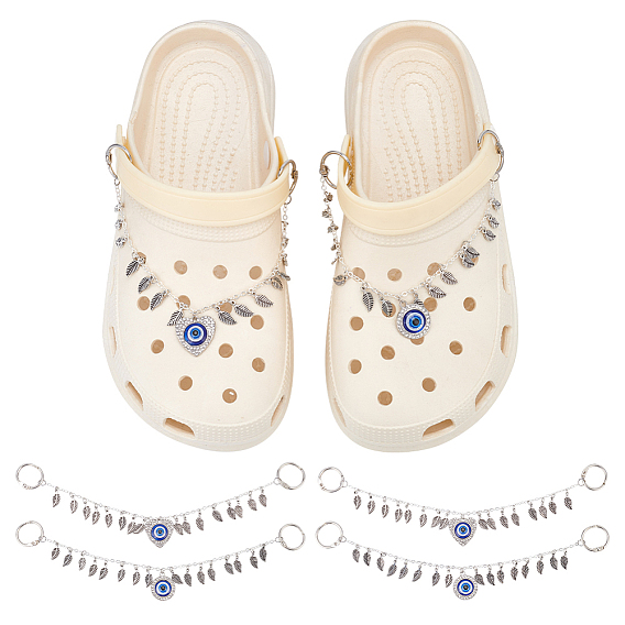 Цепочка для украшения обуви из сплава, смолы и горного хрусталя, кабельная цепь с откидными кольцами для переплета с вкладными листами, сердце и плоский круглый и лист