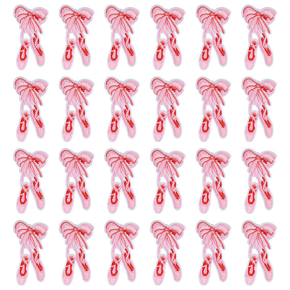 24 шт. бант с танцевальными туфлями из полиэстера с вышивкой, пришитые нашивки из ткани, швейные украшения