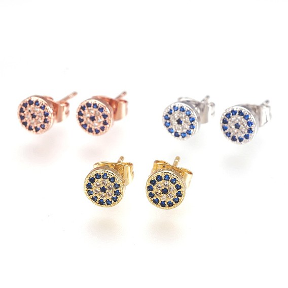 Латунь уха шпильки, с кубического циркония, без свинца, без кадмии и без никеля, плоско-круглые