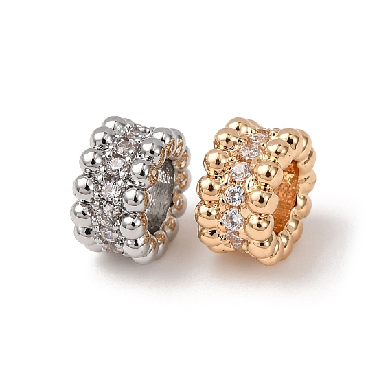 Латуни кубического циркония европейские шарики, бусины с большим отверстием, плоско-круглые