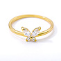 Butterfly CZ Ring, Gold Plated Women's Gift Jewelry