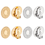 8Pcs 2 Colors 304 Stainless Steel Clip-on Earring Setting Findings, Flat Round