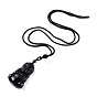 Adjustable Natural Obsidian Pendant Necklaces, with Nylon Cords, Buddha
