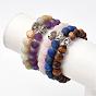 Frosted Gemstone Beads Stretch Bracelets, with Alloy Buddha Head Beads, Round, Burlap Packing