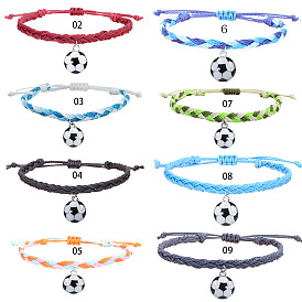 Unique Football Couple Bracelet Set - Handmade Braided Wax Cord Party Jewelry for Him and Her, Perfect Valentine's Day Gift!
