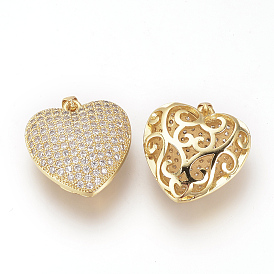 Diy латунь микро проложить кубические циркониевые подвески, полый, сердце