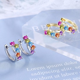 Fashionable Short Earrings with Colorful Rhinestones - Trendy and Elegant Ear Clips