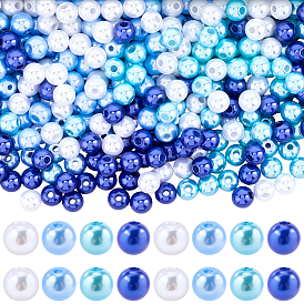 1200 шт. 4 стильные круглые бусины из АБС-пластика с имитацией жемчуга, круглая бусина из перламутрового стекла с росписью для запекания, круглые
