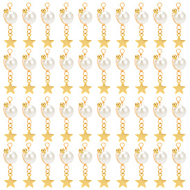 Подвески из акрила с имитацией жемчуга, с медной проволокой и подвеской из сплава, звезда