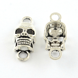 Skull Tibetan Style Alloy Links/Connectors, Cadmium Free & Lead Free, 26.5x11.5x6mm, Hole: 3.5~4mm, about 465pcs/1000g