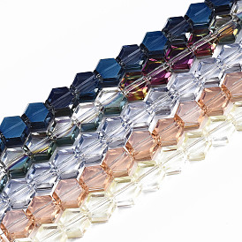 Electroplate Glass Beads Strands, AB Color Plated Hexagon