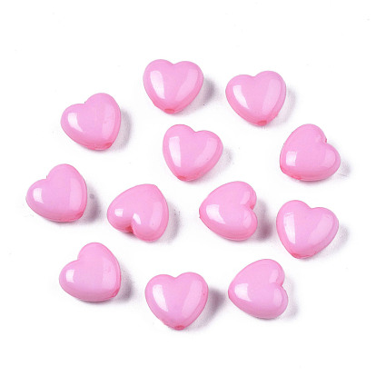 Opaque Acrylic Beads, 3D Heart, 10x11x6mm, Hole: 2mm, about 1267pcs/500g