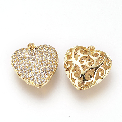 Diy латунь микро проложить кубические циркониевые подвески, полый, сердце