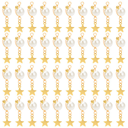 Подвески из акрила с имитацией жемчуга, с медной проволокой и подвеской из сплава, звезда