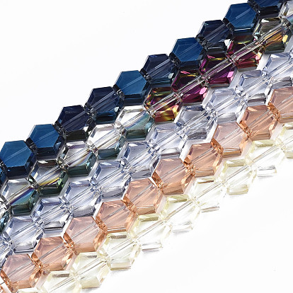 Electroplate Glass Beads Strands, AB Color Plated Hexagon
