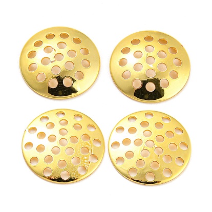 Rack Plating Finger Ring/Brooch Sieve Findings, Perforated Disc Settings, Cadmium Free & Lead Free, Long-Lasting Plated