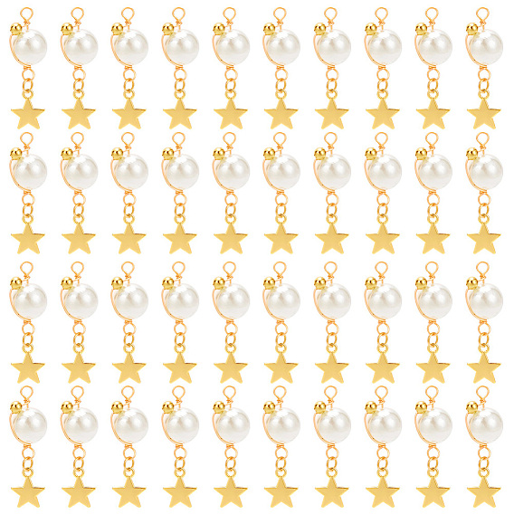 Подвески из акрила с имитацией жемчуга, с медной проволокой и подвеской из сплава, звезда