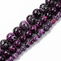 Natural Agate Beads Strands, Crackle Style, Dyed & Heated, Round