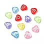 Transparent Acrylic Heart Horizontal Hole Letter Beads, 10.5x11.5x4.5mm, Hole: 2mm, about 1300pcs/500g