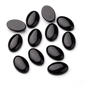 Grade A Natural Black Agate Oval Cabochons, Dyed