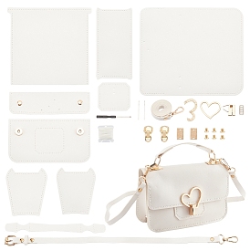 DIY Women's Crossbody Bag Kits, Include Imitation Leather Fabric, Magnetic Clasp, Heart Lock, Screwdriver