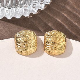 304 Stainless Steel Stud Earrings for Women, Half Hoop Earrings, Ion Plating(IP)