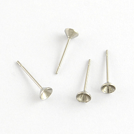 304 Stainless Steel Flat Round Blank Peg Stud Earring Settings