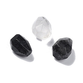 Natural Black Rutilated Quartz Beads, No Hole/Undrilled, Faceted, Nuggets