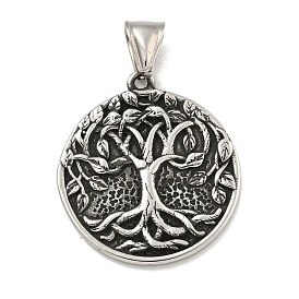 316 хирургические подвески из нержавеющей стали, плоская круглая с подвеской дерево жизни