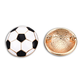 Football Shape Enamel Pin, Light Gold Plated Alloy Badge for Backpack Clothes, Nickel Free & Lead Free