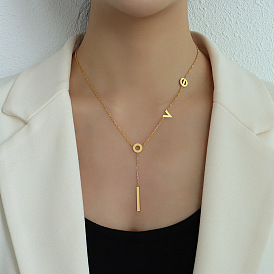 18k collier pendentif lettre d'amour plaqué or pour femme