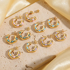 Minimalist Devil's Eye Oil Zircon Earrings - Versatile 14K Gold-Plated Copper Ear Drops