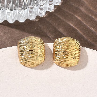 304 Stainless Steel Stud Earrings for Women, Half Hoop Earrings, Ion Plating(IP)