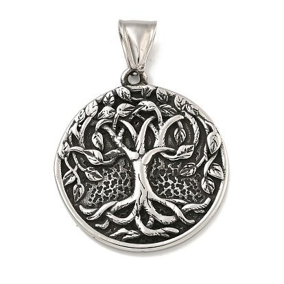 316 хирургические подвески из нержавеющей стали, плоская круглая с подвеской дерево жизни